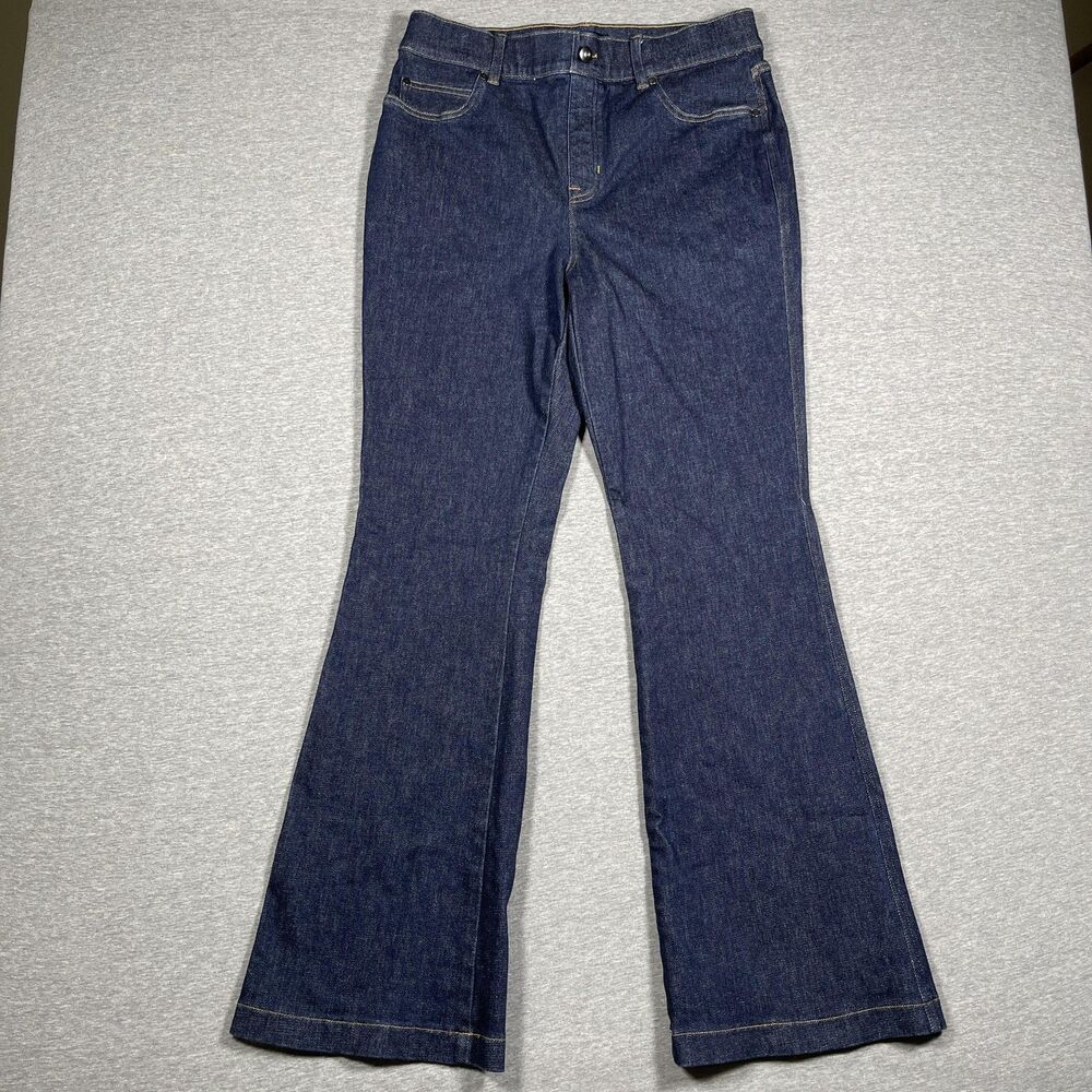 Spanx Jeans Womens XL Blue Flared Mid Rise Stretch Shaping Denim